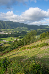 Walk on the Azores archipelago. Discovery of the island of Sao Miguel, Azores. Furnas