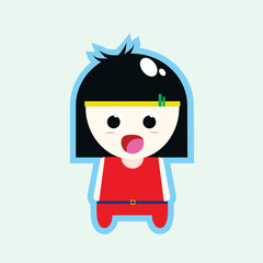 vector cute beautiful girl, this girl character can be used as a sticker