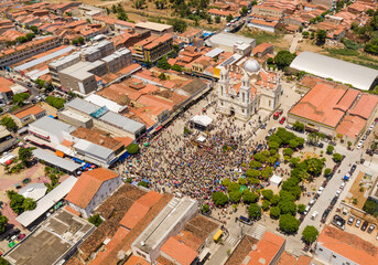 Ceara, Brazil - 5 October 2019: Aerial view of religious gathering on Praça dos Romeiros.