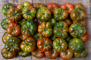 Delicious tomatoes in Summer tray market agriculture farm full of organic. Fresh tomatoes, It can be used as background