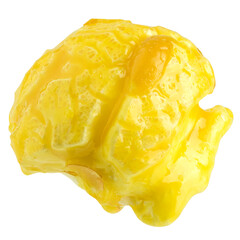 Colored fruity popcorn isolated on white background, clipping path, full depth of field