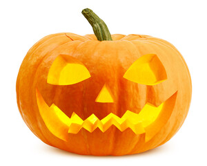 Halloween pumpkin isolated on white background, clipping path, full depth of field