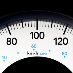 Picture of a vehicle speedometer from 80km/h to 120km/h