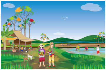 agriculturist at countryside vector design