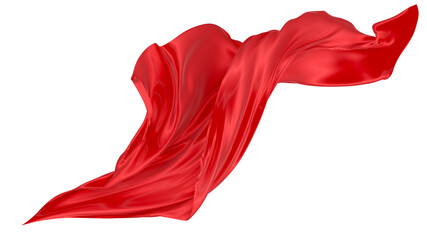 Beautiful flowing fabric of red wavy silk or satin. 3d rendering image.