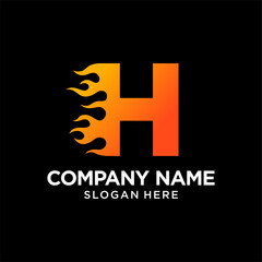 H Letter Flame Logo Design Template Inspiration, vector.