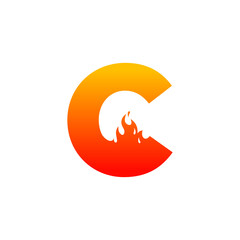 C Letter Flame Logo Design Template Inspiration, vector.