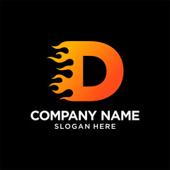 D Letter Flame Logo Design Template Inspiration, vector.