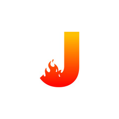 J Letter Flame Logo Design Template Inspiration, vector.