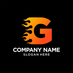 G Letter Flame Logo Design Template Inspiration, vector.
