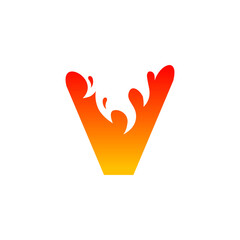 Obraz premium V Letter Flame Logo Design Template Inspiration, vector.