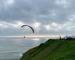 paraglider over the sea