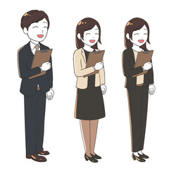 書類を持つ会社員　笑う