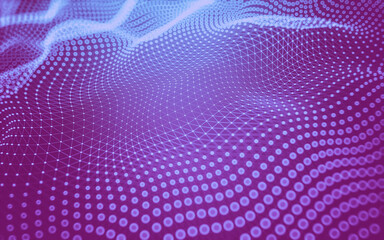 Abstract background. Molecules technology with polygonal shapes, connecting dots and lines. Connection structure. Big data visualization.