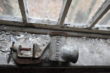 Old meat grinder in Chernobyl zone