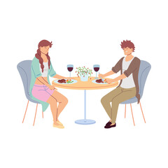 young couple dining in restaurant