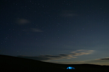 Tent under sky full of stars, Numrug National Park, Dornod, Mongolia