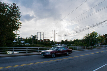 powerlines and car