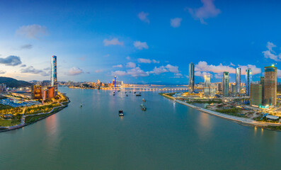 Fototapeta premium Night view of Zhuhai City and Macau, China