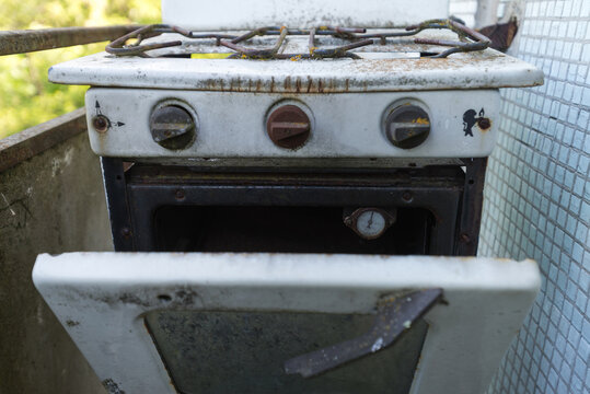 Old Dusty Broken Stove In Chernobyl Zone