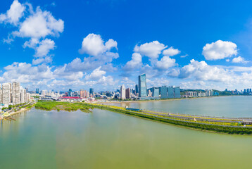 Naklejka premium Pearl River Delta Ring Expressway, Cityscape of Zhuhai City, Guangdong Province, China