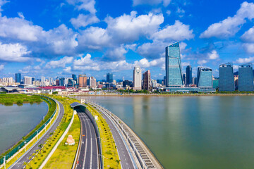 Fototapeta premium Pearl River Delta Ring Expressway, Cityscape of Zhuhai City, Guangdong Province, China