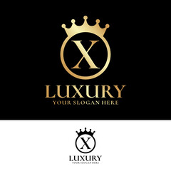 X Letter Luxury Logo Design Template Inspiration, Vector.