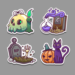 set of Halloween stickers