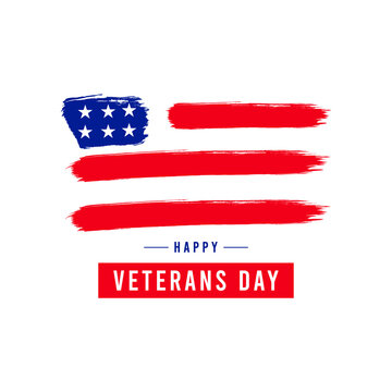 Happy veterans day vector template. Design with flag for banner, greeting cards or print.
