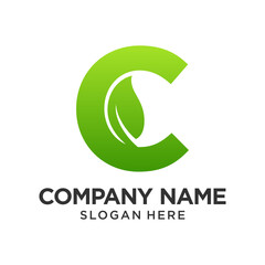 C Letter Leaf Logo Design Template Inspiration, Vector.