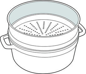 Professional Cooking Pot Vector / Line Drawing. Icon, Logo, Design, Element