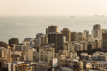 Skyline of Apartment Buildings in Ipanema District With Ocean View in the Horizon in Rio de Janeiro, Brazil