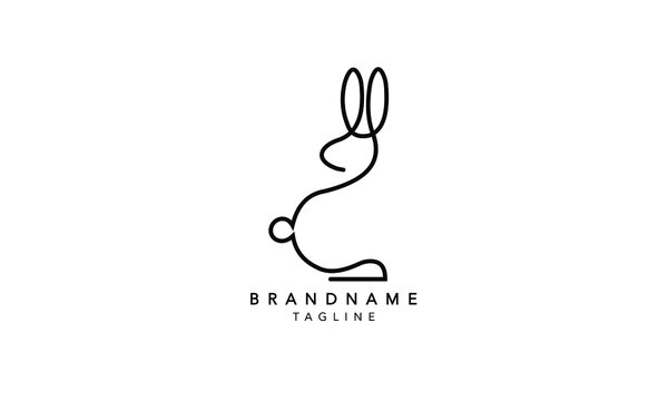 Minimal Creative Line Art Logo Of Rabbit, Abstract Bunny Logo