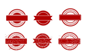 Simple Vector 6 Style Red Blank Circle Rubber Stamp Effect, isolated on white
