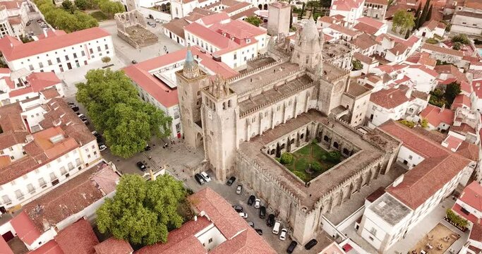 Picturesque top view of city Evora. Portugal . High quality 4k footage