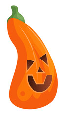 Autumn halloween holiday pumpkin with laughing face expression vector illustration isolated on white background