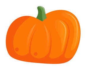Flat orange pumpkin blob for october halloween party and thanksgiving november evening vector illustration isolated on white background