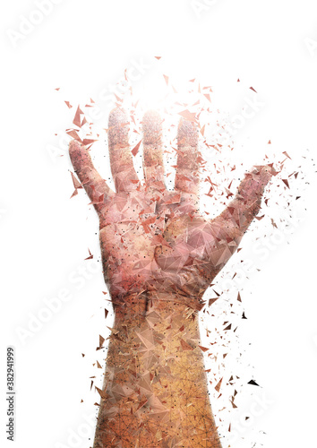 手のひらが爆発して破片が飛び散る Wall Mural Wallpaper Murals K Yu
