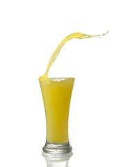 splashing orange juice with oranges isolated on white