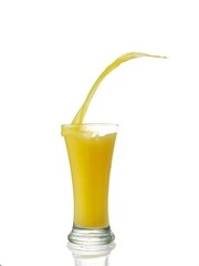 splashing orange juice with oranges isolated on white