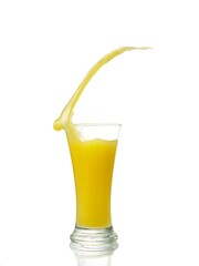 splashing orange juice with oranges isolated on white