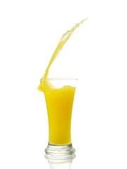 splashing orange juice with oranges isolated on white