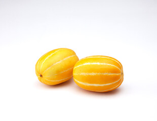 Fototapeta na wymiar Korean small sweet yellow melon on white background