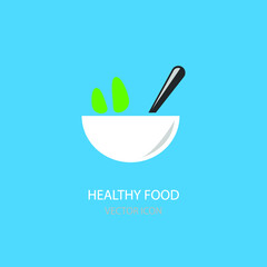 Healthy food, salad, eat healthy, health is wealth Icon on blue background EPS Vector