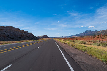 Highway road. Road trip in Arizona desert. Travel american concept.