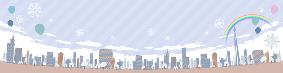Fototapeta premium Townscape winter_rainbow city wide