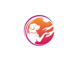 Fototapeta premium Dog care and adoption logo design illustration.