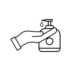 Obraz premium Hand washing line icon, Hand icon and hand sanitizer. Design template vector