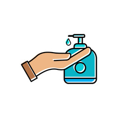 Hand washing flat icon, Hand icon and hand sanitizer. Design template vector