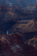 Sunset in the grand canyon. Panoramic view of the landscape of the grand canyon of colorado.